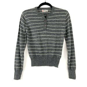 Crazy Horse Vtg Wool Striped Henley Crop Sweater